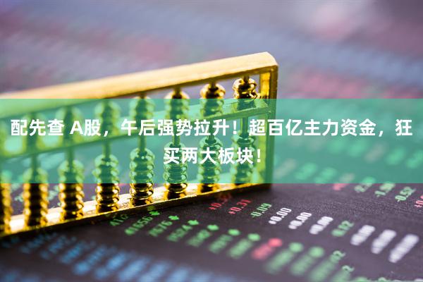 配先查 A股，午后强势拉升！超百亿主力资金，狂买两大板块！